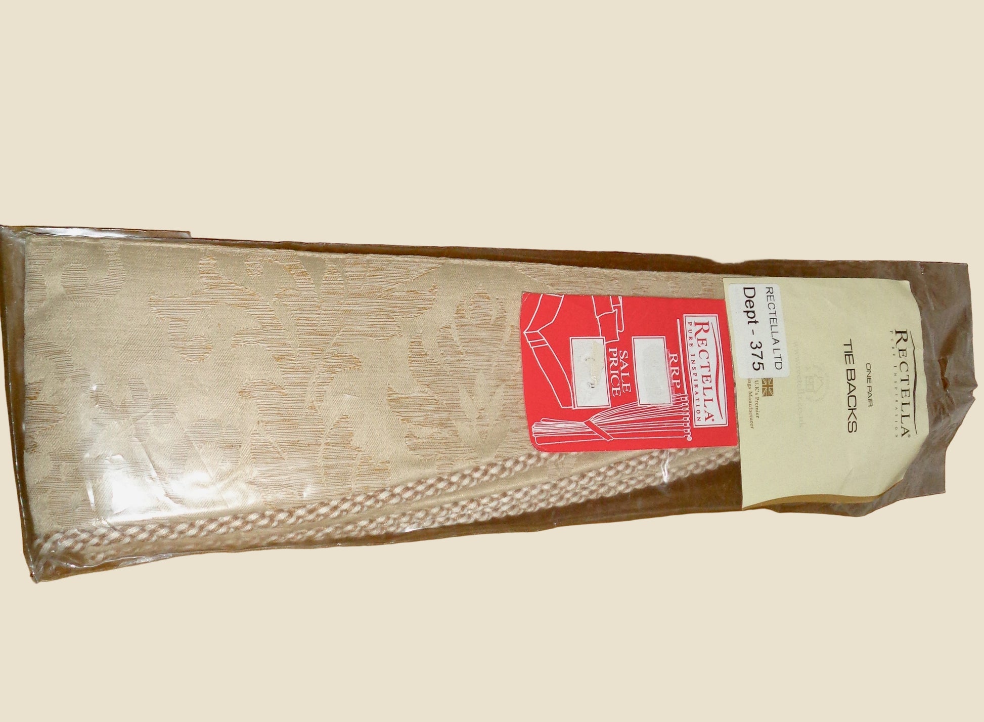 Vintage Rectella Florence Gold Jacquard Floral Tie Backs NOS