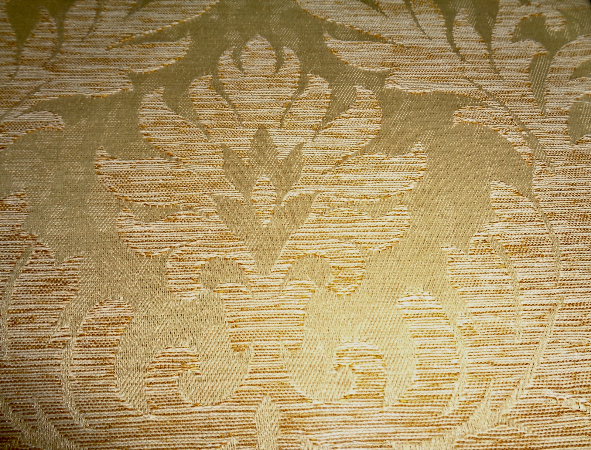 Vintage Rectella Florence Gold Pencil Pleat Jacquard Floral Curtains 66x72Inch. NOS