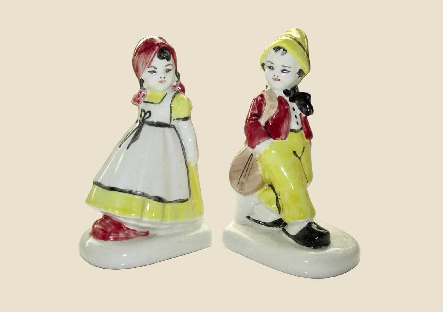 Vintage Royal Stuart Bone China Dutch Children Bookends By Spencer Stevenson