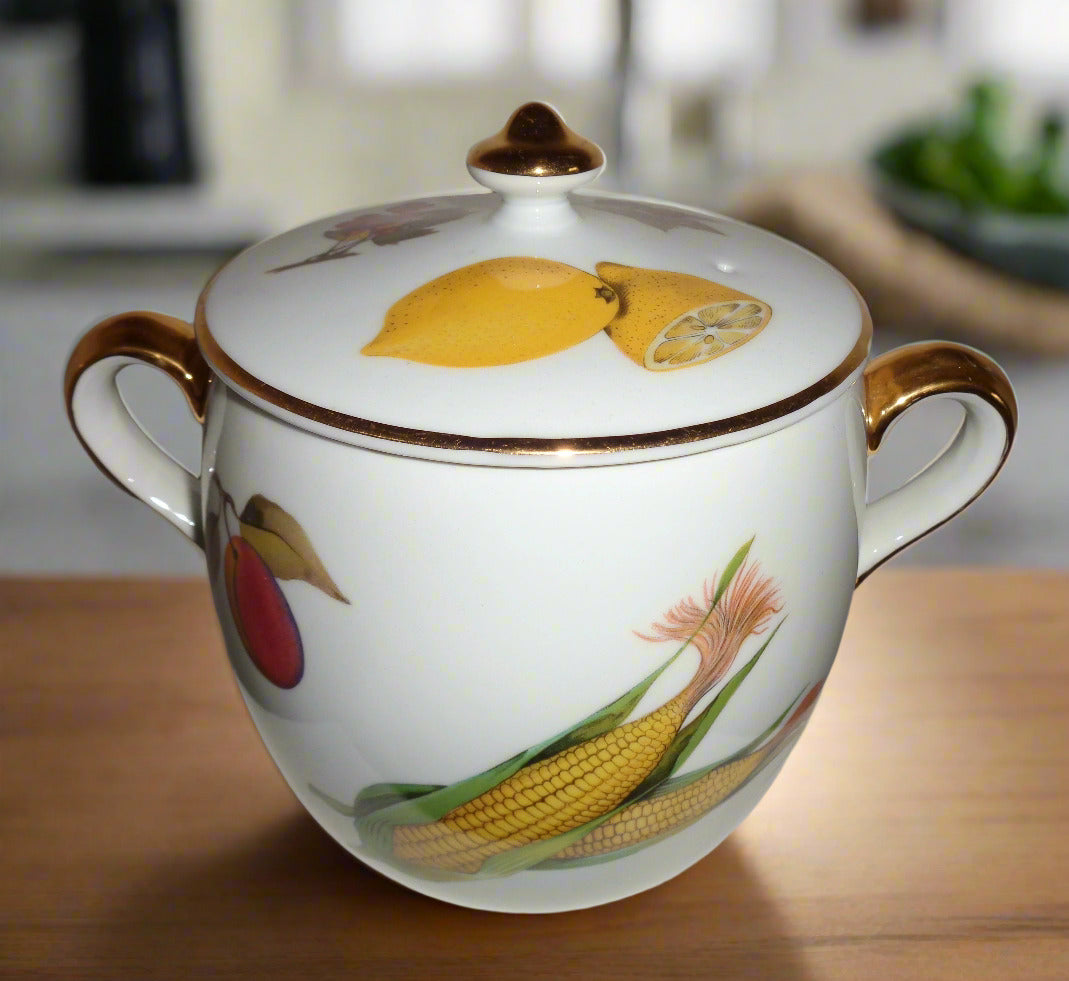 Vintage Royal Worcester Evesham Gold 2 Pint Storage Jar / Marmite Pot ...
