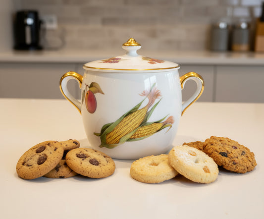 Vintage Royal Worcester Evesham Gold 2 Pint Storage Jar / Marmite Pot / Bean Cooking Pot
