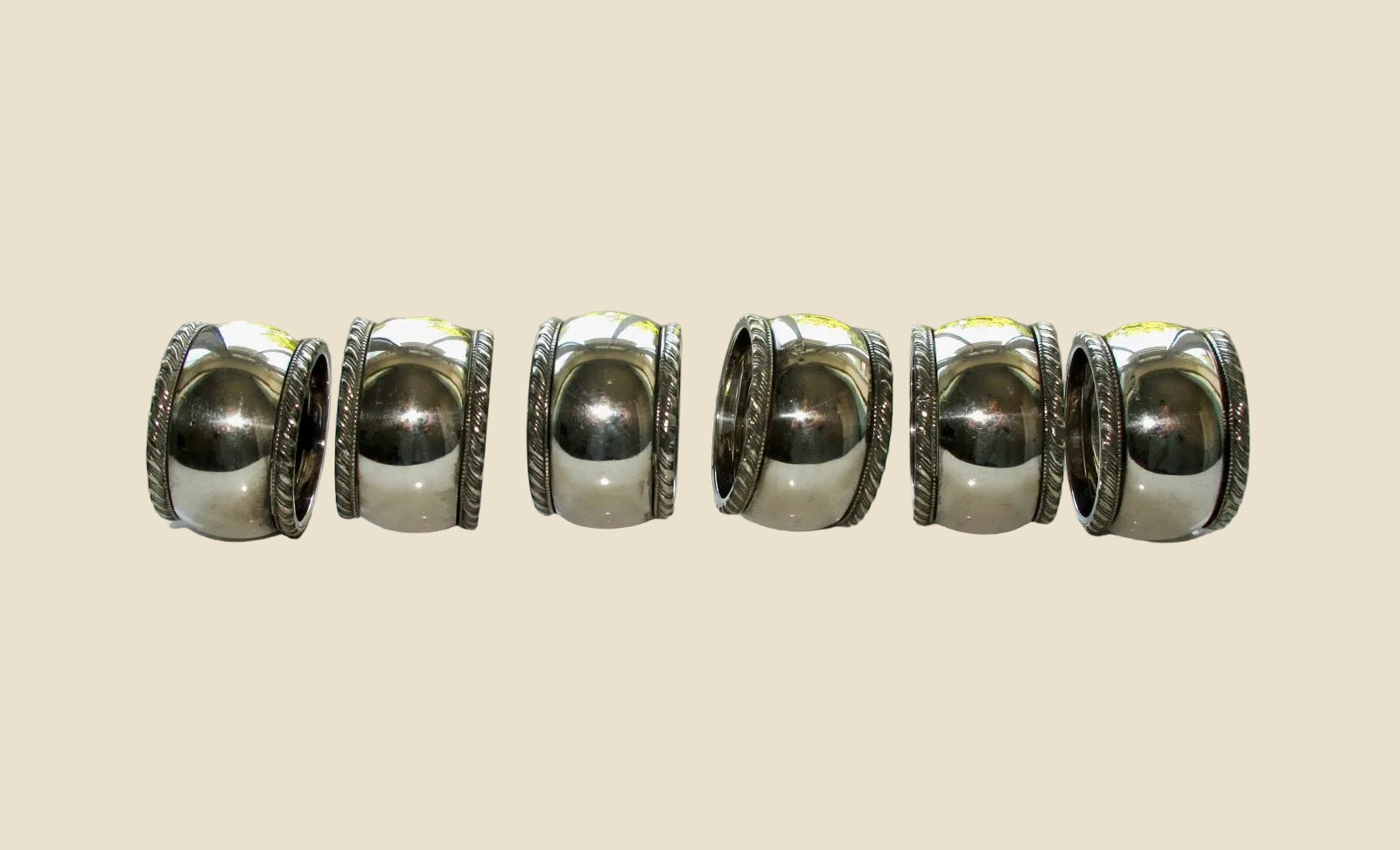 Vintage Set Of Six EPNS Silver Plate Napkin Rings