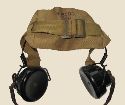 WW2 DLR No.5 Headphones SG Brown ITBA5 With Jack Plug & Canvas Strap