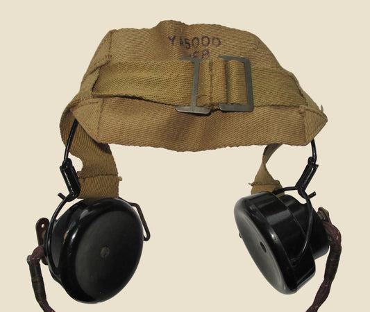 WW2 DLR No.5 Headphones SG Brown ITBA5 With Jack Plug & Canvas Strap