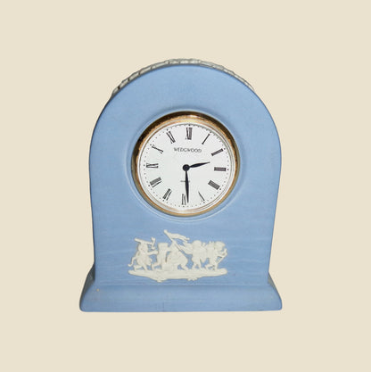 Wedgwood Blue Jasperware Small Pottery Quartz Mantel Clock