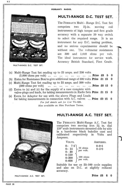 1934 CEB Ferranti AC Test Set Comprising A Voltmeter & Ammeter In A Bakelite Case