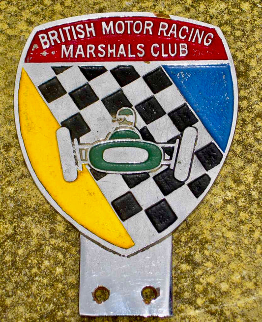 Original 1950s Enamel Car Badge British Motor Racing Marshals Club By Marples & Beasley