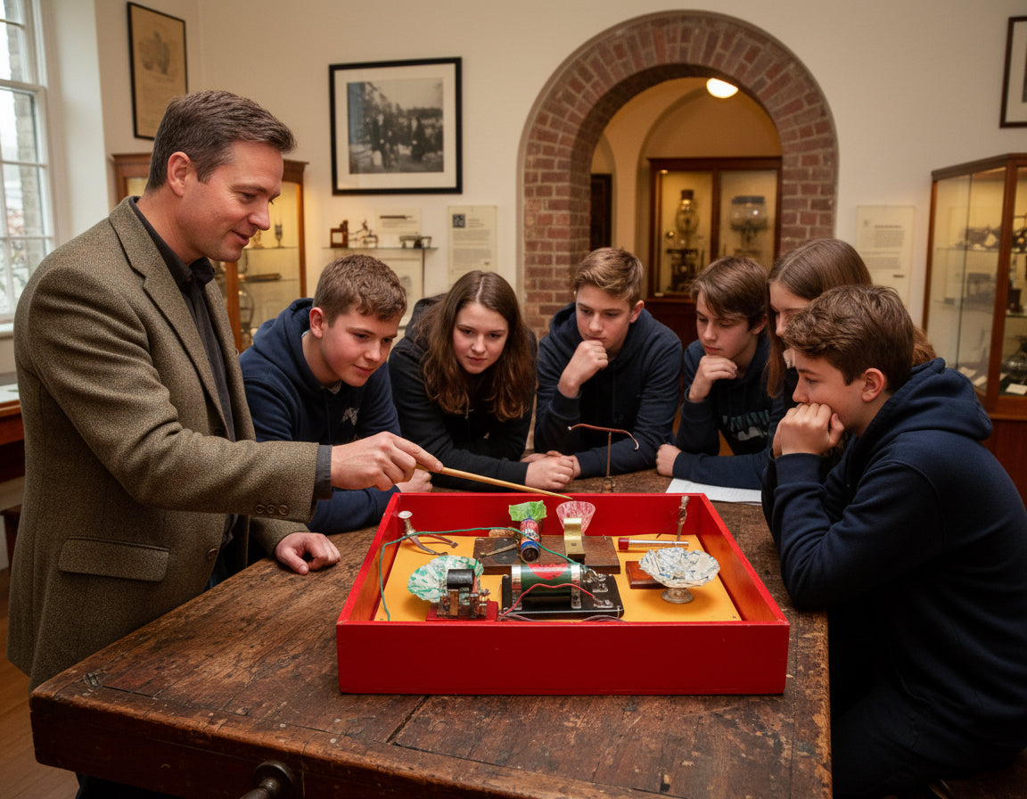 1920s The Kay Electrical Outfit Electronics Toy With Electric Motor / Induction Coil and Leads / Bulbs 