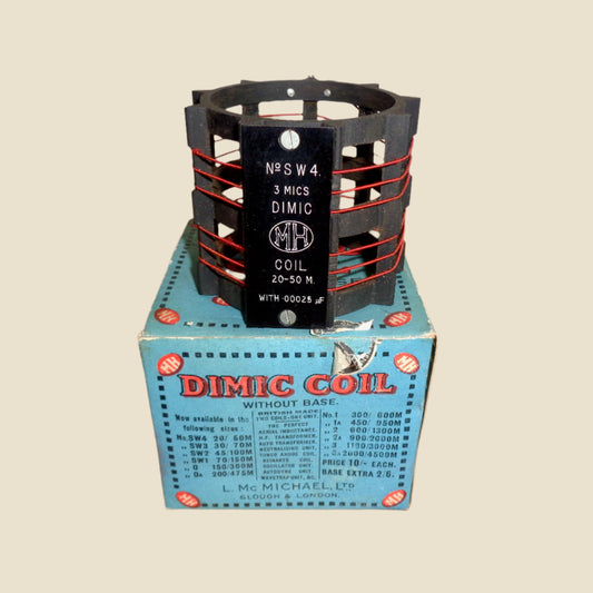 1928 McMichael Dimic Coil SW4 20-50M With 0.00025 Micro Farads In Its Original Box