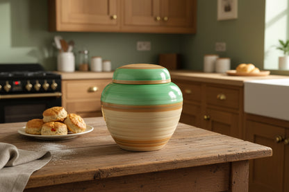 1930s Shelley Art Deco Green & Brown Banded Ginger Jar