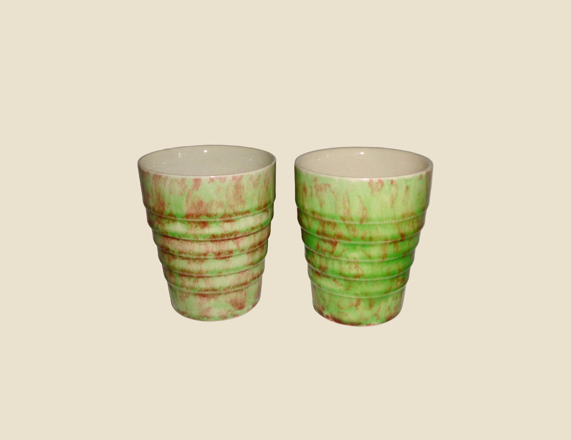 1930s Spongeware Indoor Plant Pots Hampton Ivory By Swinnertons