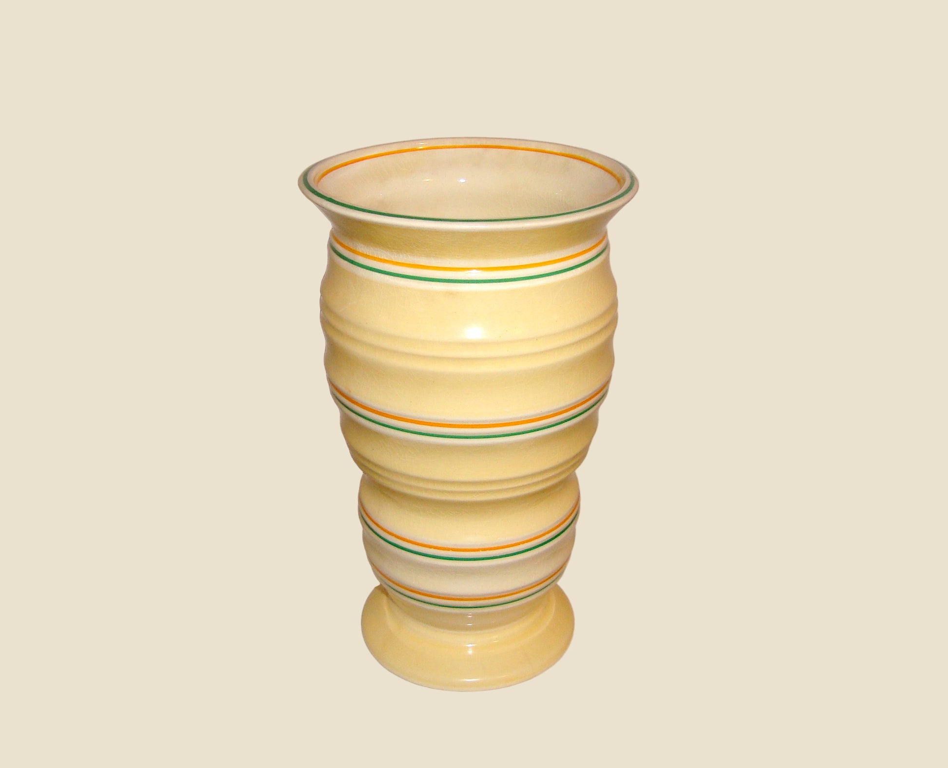 1940s Burgess & Leigh Burleigh Ware 114 Yellow Annulus vase