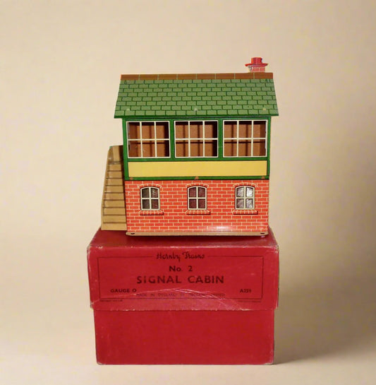 1949 Hornby Meccano O Gauge Model Railway Tinplate Signal Cabin No.2 Signal A259
