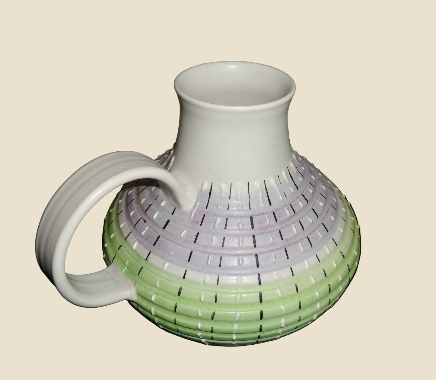 1950s Denby Burlington Stoneware Squat Pastel Jug by Albert Colledge