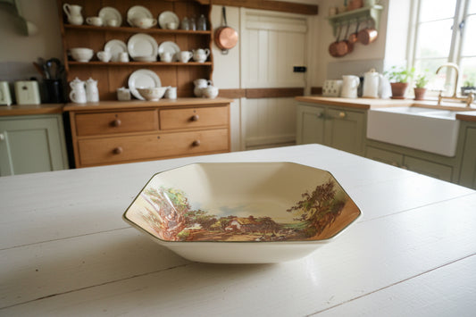 1952 Royal Doulton Rustic England Square Serving Dish / Fruit Bowl D6297