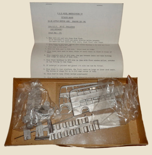 1970s K&B White Metal OO-Gauge Model Trolley Bus Kit Of Bradford City Transport No. 831-835