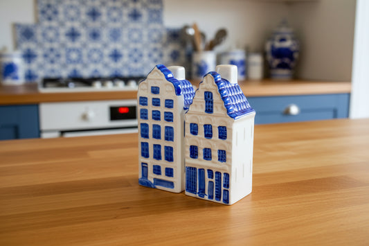 1990s Delft Style Pottery Amsterdam House Salt/ Pepper Pots/ Shakers