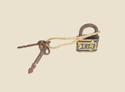 Antique Eagle Lock Company Tetraskelion Padlock & Key