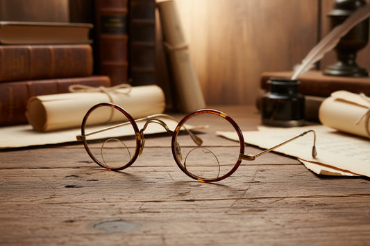 Antique Windsor Round Bifocal Glasses In Their Original Case