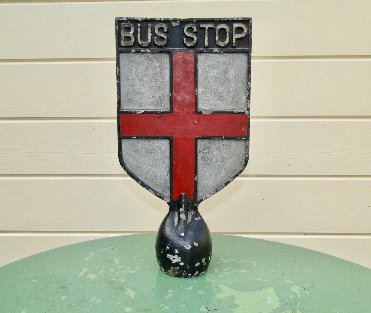 1940s Lincoln City Pole Top Bus Stop Sign