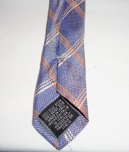 Vintage Tie Rack Silk Tie Purple With Diagonal Lines In Orange And Cream