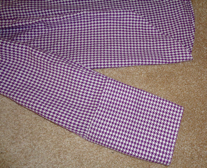 Vintage Dunhill Purple Check Long Sleeve 100% Cotton Shirt With A 16 Inch Collar