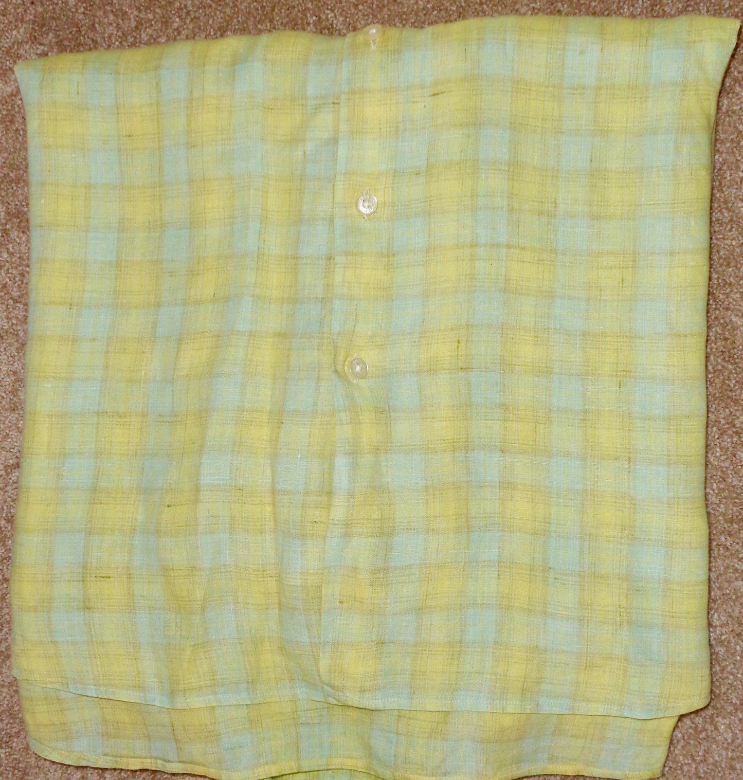 Vintage Dunhill Yellow & Blue Check Long Sleeve 100% Linen X-Large Shirt
