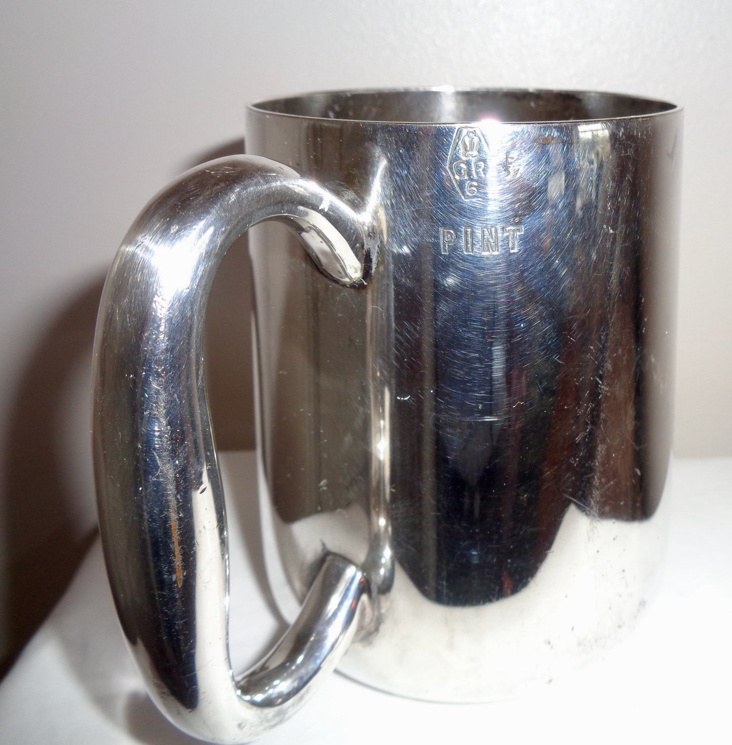 1937 1 Pint Cardinal Plate Silver Tankard Drinks Measure By Goldsmiths