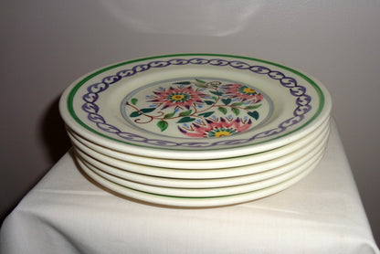 Six 16.2cm Side Plates 1950s Old Bristol Delft Pattern 1684