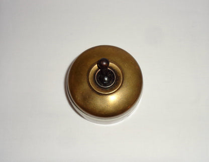 Vintage Crabtree Brass / White Ceramic British Toggle Light Switch