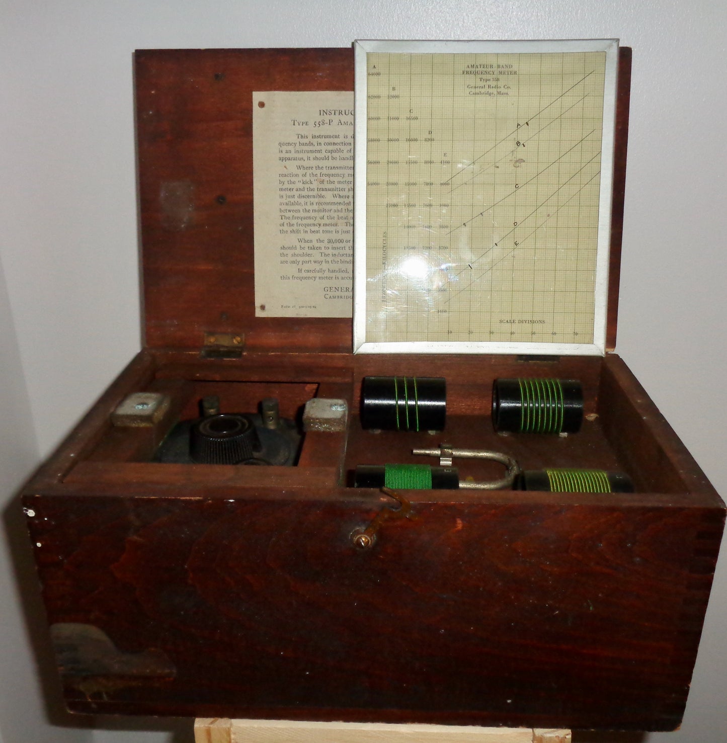 1929 General Radio Type 558-P Amateur Band Frequency Meter In Wood Transit Case