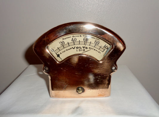 1918 Nalder Brothers & Thompson Solid Copper Cased Voltmeter