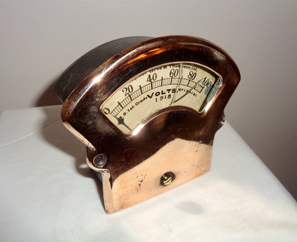 1918 Nalder Brothers & Thompson Solid Copper Cased Voltmeter