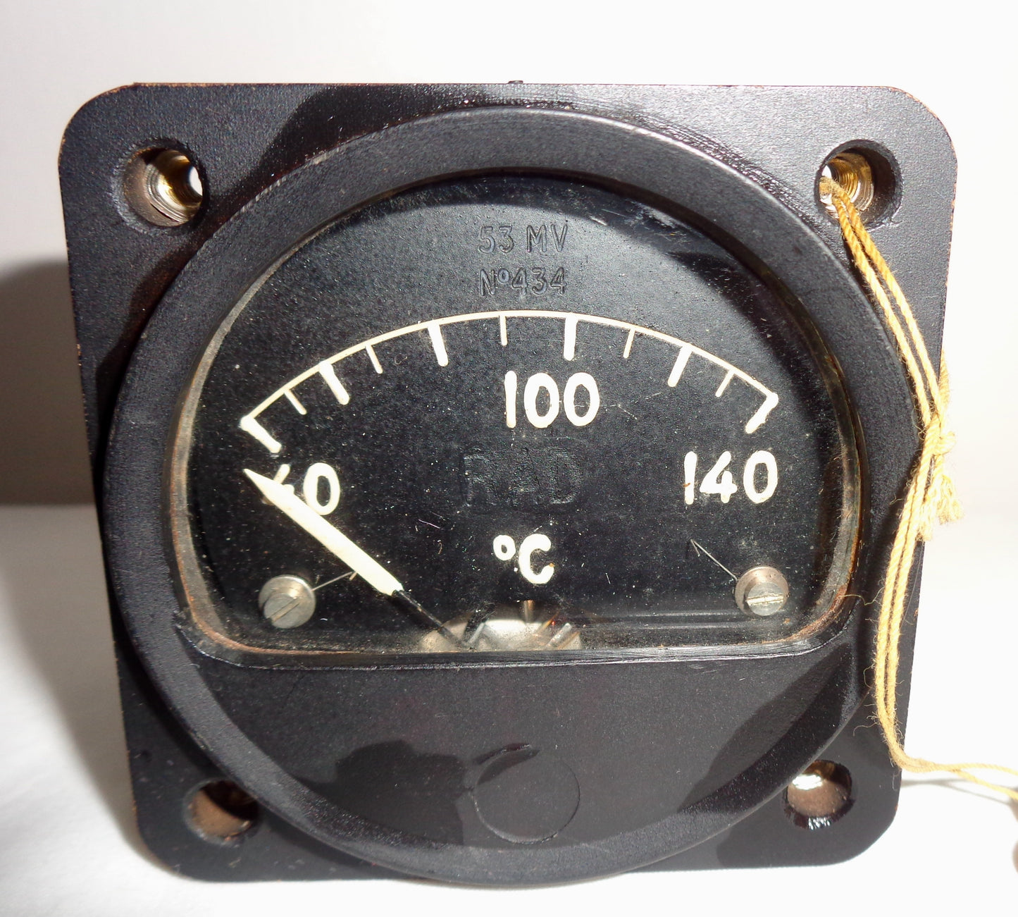 1940s Air Ministry RAF Aircraft Radiator Temperature 24 Volt Cockpit Gauge