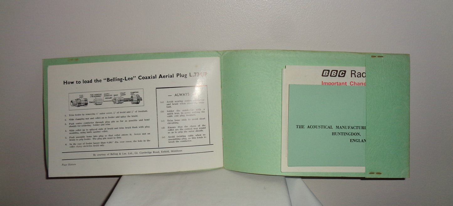Original Quad FM1 Tuner Instruction Book With Green Cover