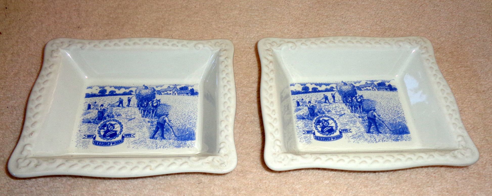 Pair Of Shredded Wheat Bowls Commemorating The Cereal's Centenary