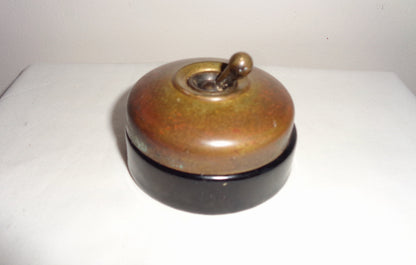 Vintage Crabtree Brass / Brown Ceramic British Toggle Light Switch