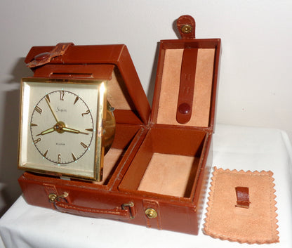 Vintage Swiza Sheffield Alarm Clock Shaped Like A Leather Suitcase