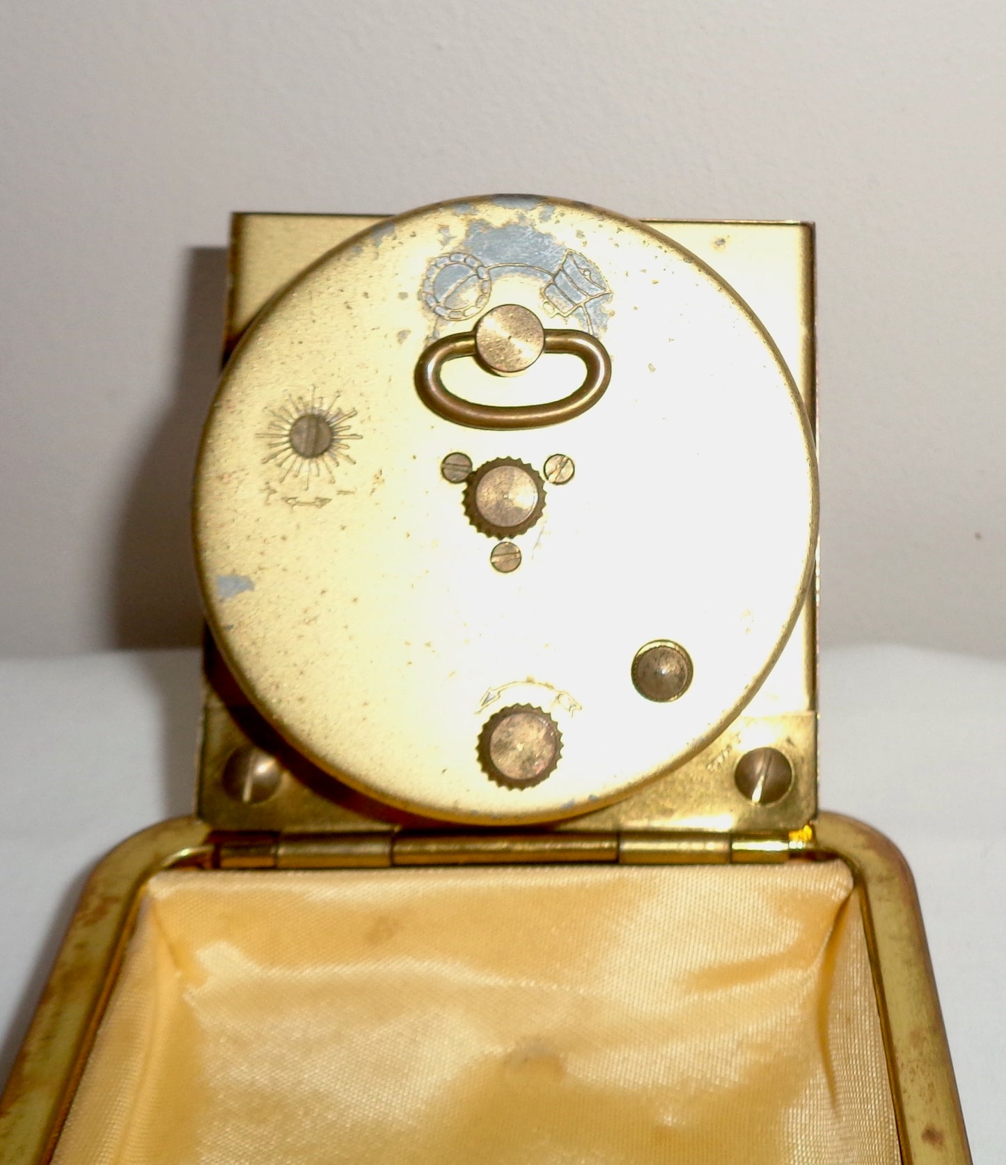 Vintage Europa Folding Travel Alarm Clock In Tan Brown