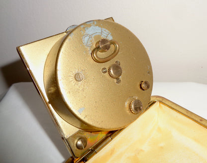 Vintage Europa Folding Travel Alarm Clock In Tan Brown