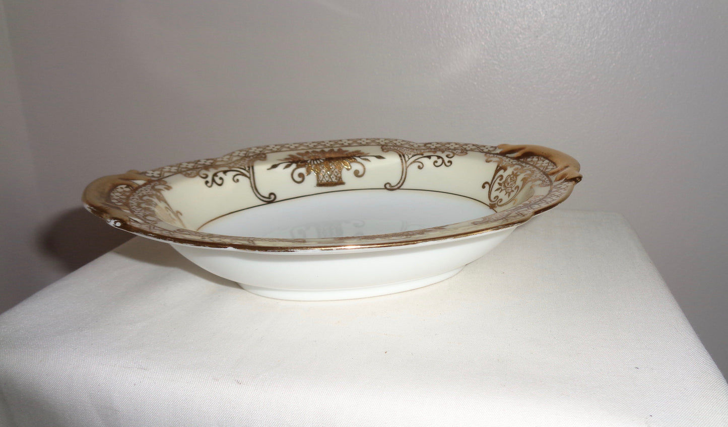 Vintage Noritake Pottery Gold Flower Basket Pattern 44318 Sweet Dish