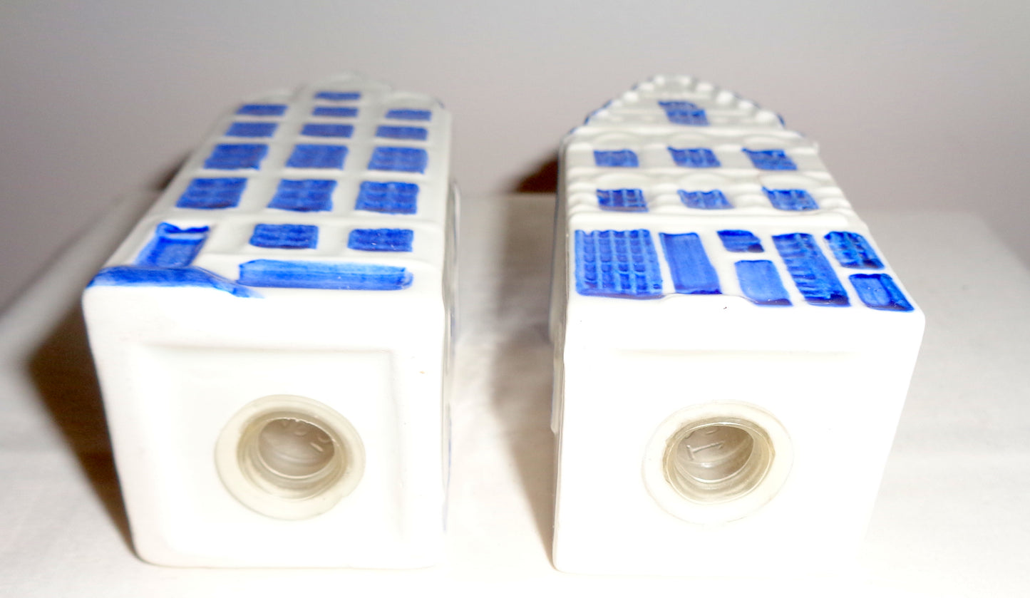 1990s Delft Style Pottery Amsterdam House Salt/ Pepper Pots/ Shakers
