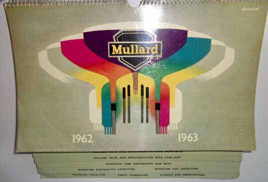 1962 to 1963 Mullard Wall Hanging Data Catalogue For Valves / Semiconductors / Capacitors