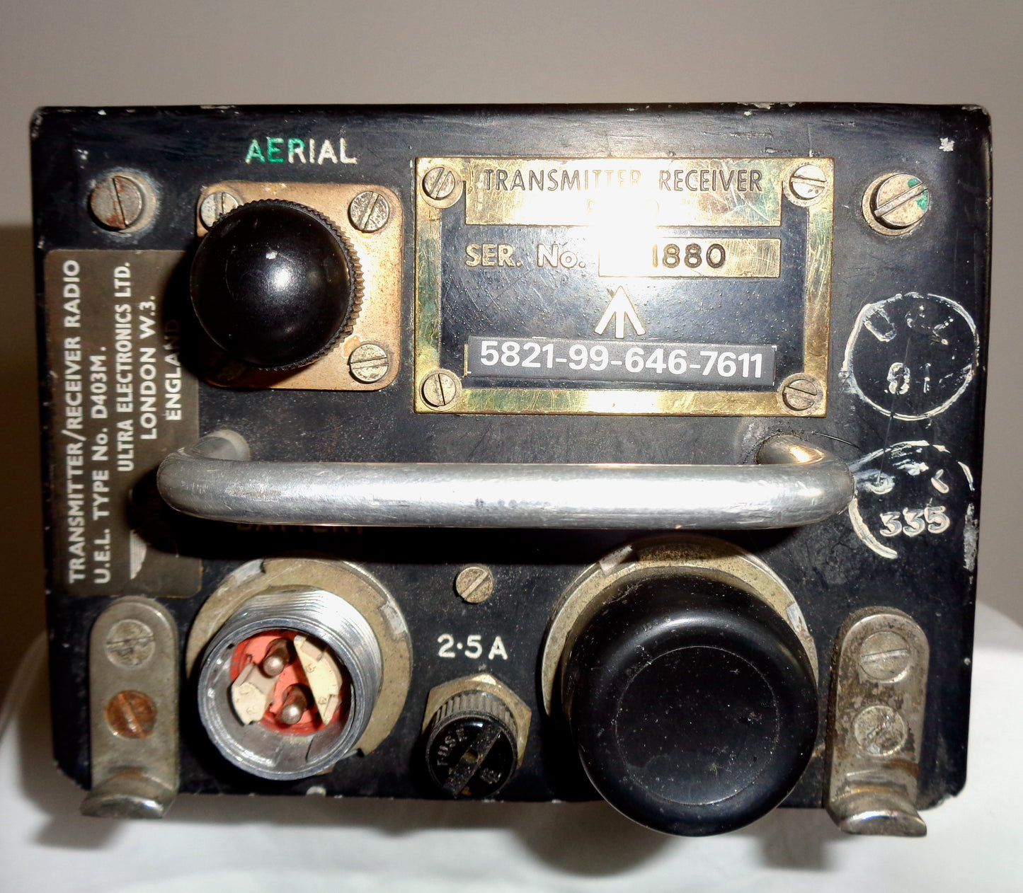 RAF Sea King Helicopter Radio Transceiver D403M Serial No. 1880 By UEL Ultra Electronics Ltd