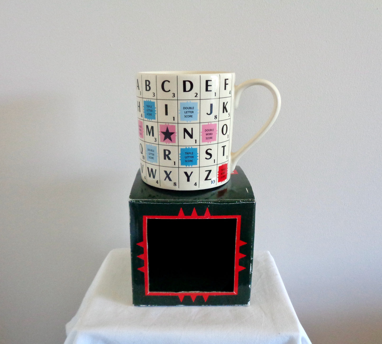 2013 Wild & Wolf Scrabble Alphabet Tile Mug In Its Original Box