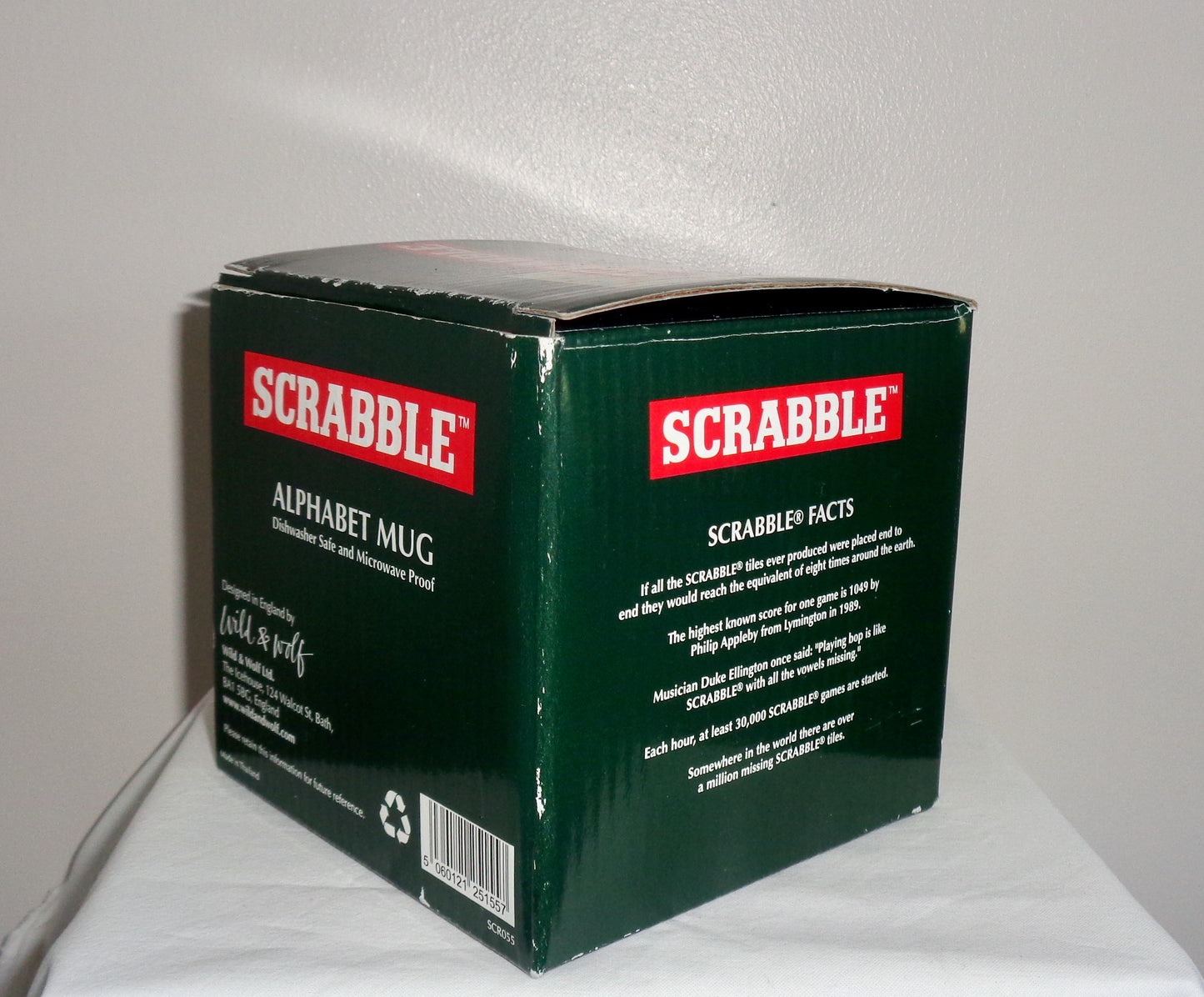2013 Wild & Wolf Scrabble Alphabet Tile Mug In Its Original Box