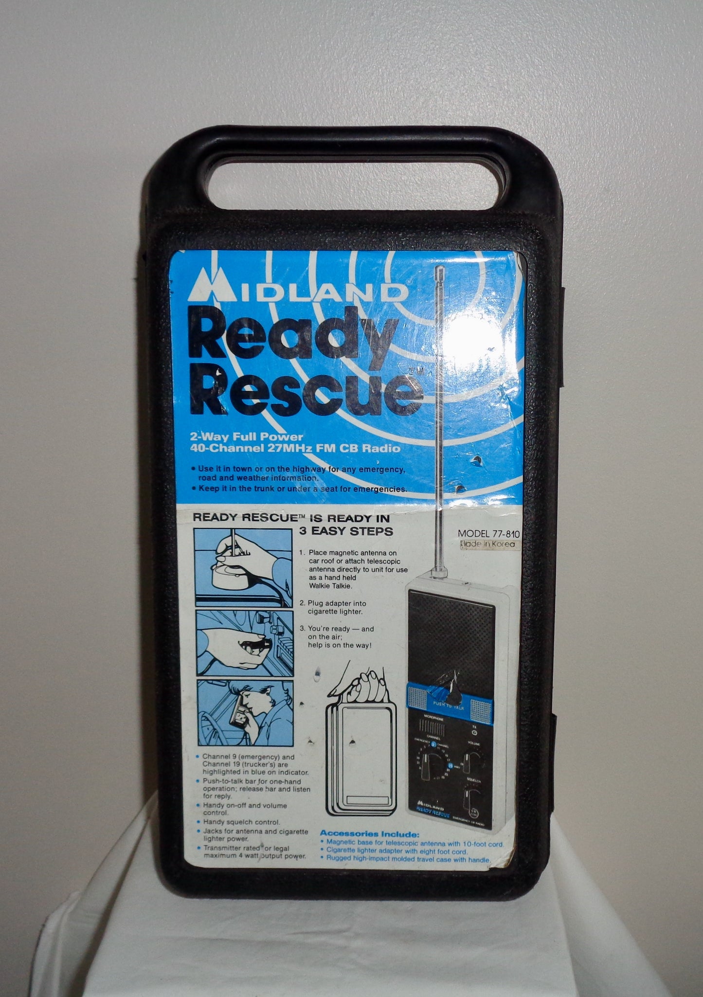 1982 Midland Ready Rescue 77-810UK Emergency CB Radio In Black Plastic Transit Case