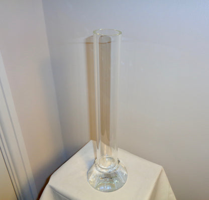 1920s Lead Crystal Cut Glass Measuring Cylinder Shaped Vase