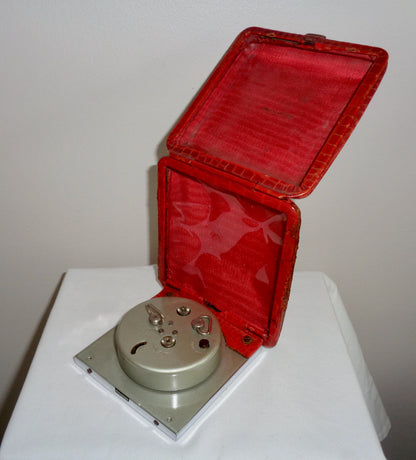 Vintage Smiths Travel Alarm Clock In A Red Leather Case