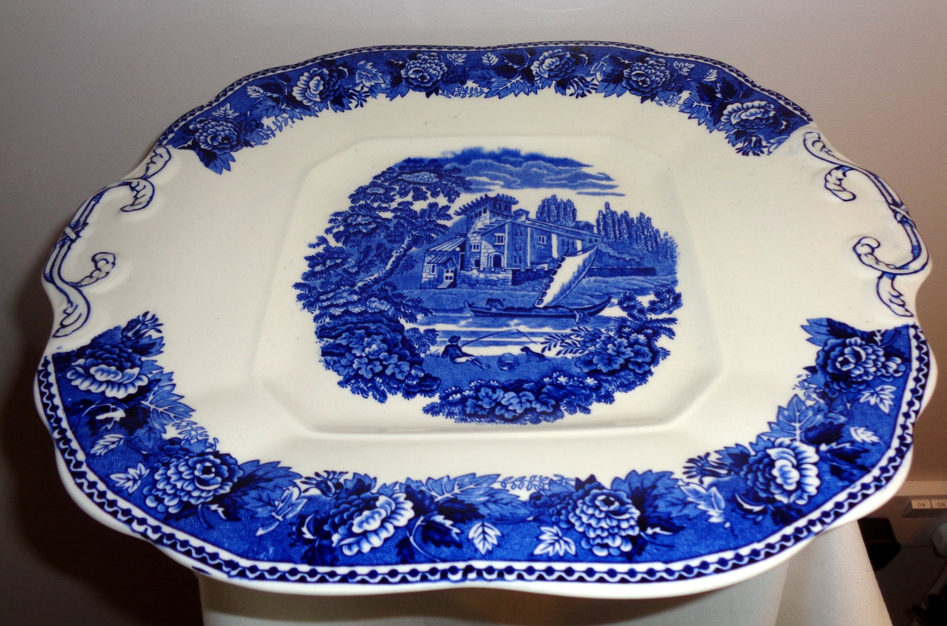 Vintage Wedgwood China Landscape Blue Rose Bread & Butter Plate